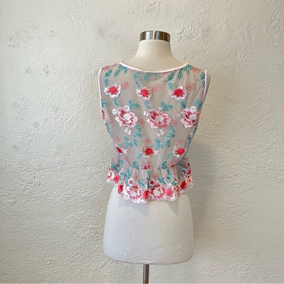 INTIMISSIMI Top Sheer Mesh Embroidered Floral Cropped Medium M - Picture 10 of 10